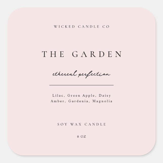 Blush Pink Candle Sticker Business Product Label (Front)
