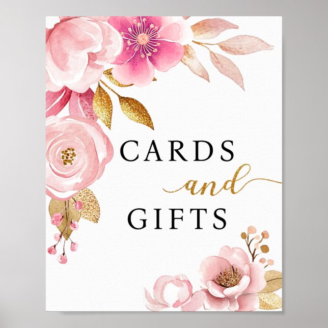 Blush Pink Cards & Gifts Baby Shower Sign (Front)