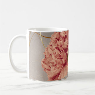 Blush Pink Carnation Floral Gold Coffee Mug