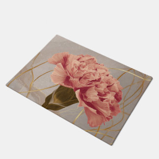 Blush Pink Carnation Floral Gold Doormat
