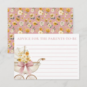 Blush Pink Carriage Baby Shower Advice Card