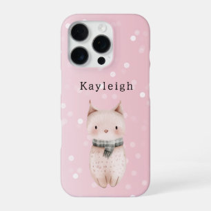 Blush Pink Cat Confetti Dots iPhone 16 Pro Case