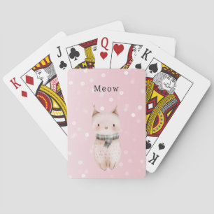 Blush Pink Cat Confetti Dots Playing Cards