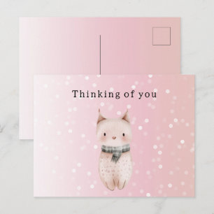 Blush Pink Cat Confetti Dots Thinking of you Postcard