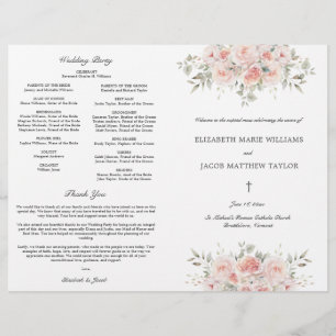 Blush Pink Catholic Wedding Ceremony Program
