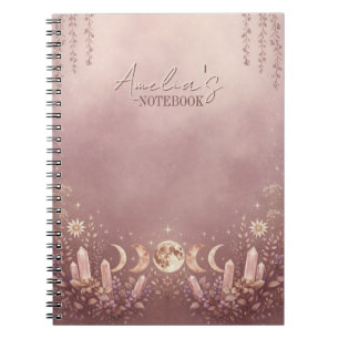 Blush Pink Celestial Moon Phase Notebook Journal