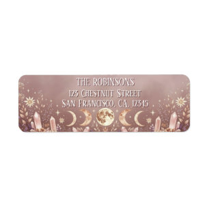 Blush Pink Celestial Moon Phase Return Address