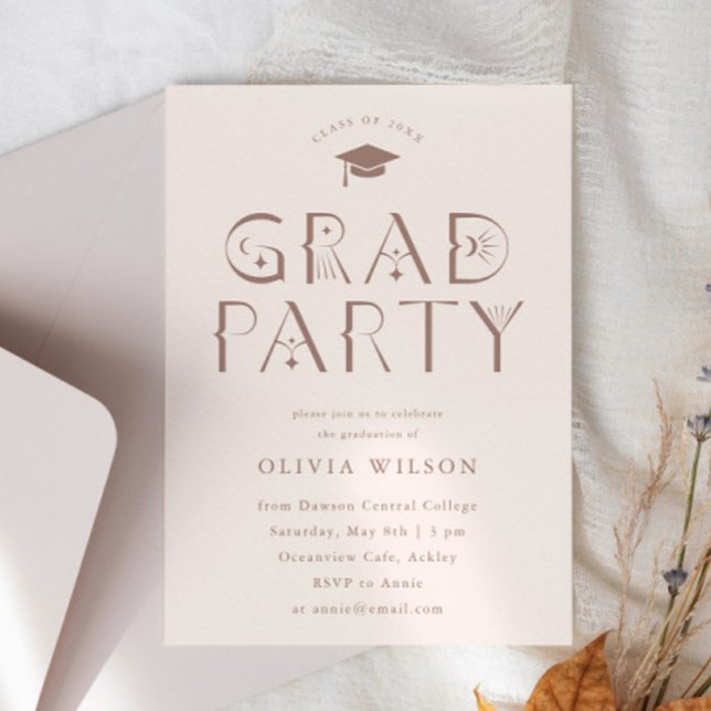 Blush Pink Celestial Typography Grad Party  Invitation (Creator Uploaded)
