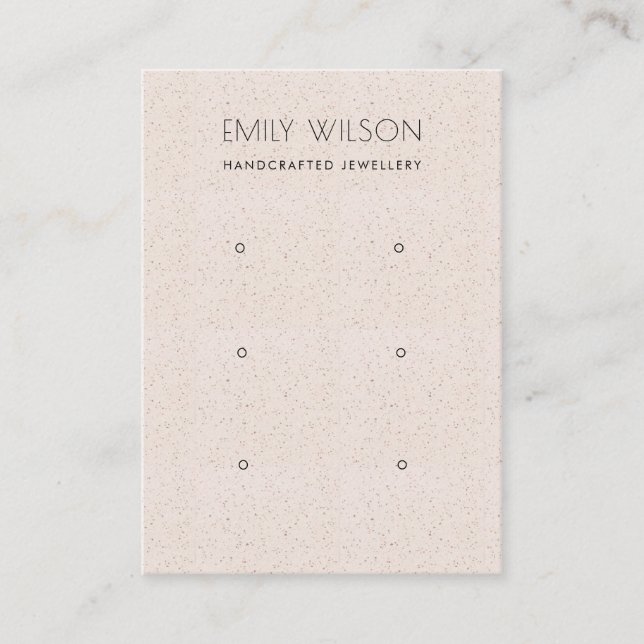 BLUSH PINK CERAMIC TEXTURE 3 EARRING DISPLAY LOGO BUSINESS CARD (Front)