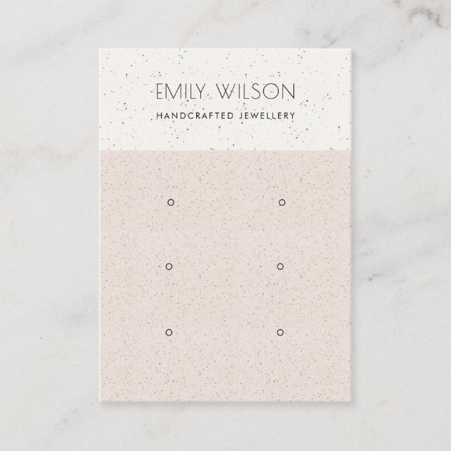 BLUSH PINK CERAMIC TEXTURE 3 EARRING DISPLAY LOGO BUSINESS CARD (Front)