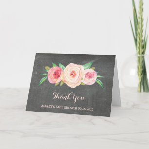 Blush Pink Chalkboard Baby Shower Thank You Card