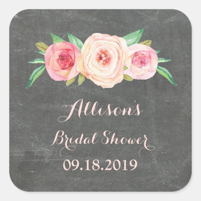 Blush Pink Chalkboard Bridal Shower Favour Tag (Front)