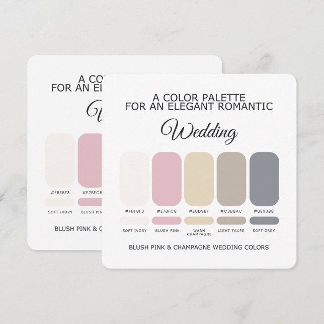 Blush Pink Champagne Wedding Colour Palette Card (Front/Back)