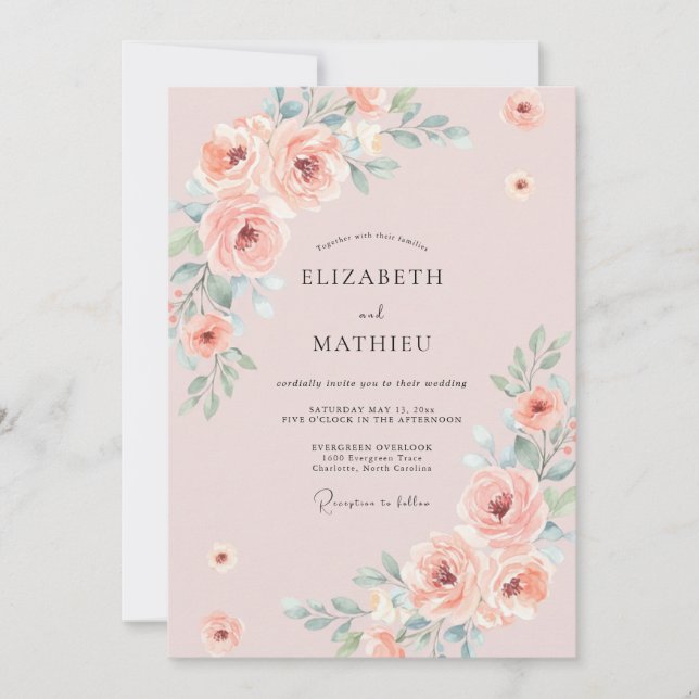 Blush Pink Charming Spring Wedding Invitation (Front)