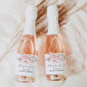Blush pink cheers to love sparkling wine label
