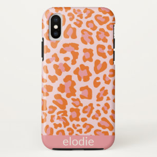 Blush Pink Cheetah Animal Print Personalised iPhone X Case