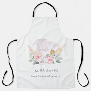 Blush Pink Chef Hat Catering Floral Roller Whisk Apron