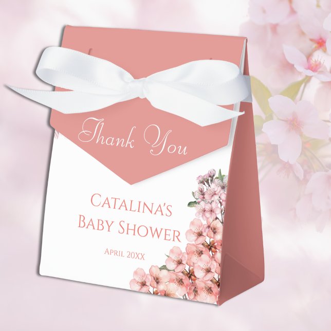Blush Pink Cherry Blossom Elegant Baby Shower Favour Box (Creator Uploaded)