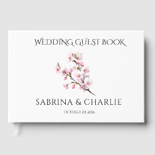 Blush Pink Cherry Blossom Elegant Floral Wedding  Guest Book