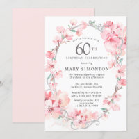 Blush Pink Cherry Blossom Floral 60th Birthday