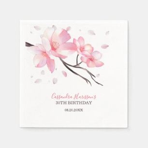 Blush Pink Cherry Blossom Sakura Birthday Napkin