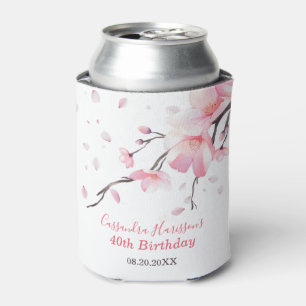 Blush Pink Cherry Blossom Sakura Floral Birthday Can Cooler