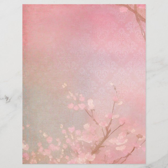 Blush Pink Cherry Blossom Scrapbook Paper (Front)