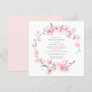 Blush Pink Cherry Blossom Wreath Bridal Shower Invitation