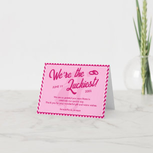 Blush Pink Chevron Stripe Wedding Thank You Card