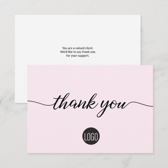 Blush pink chic Business Customer Appreciation Thank You Card (Front/Back)