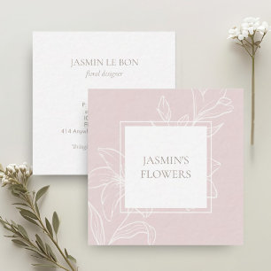 Blush Pink Chic Floral Label Square Business Card