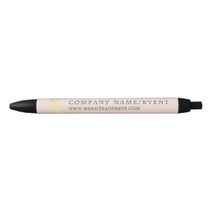 Blush Pink, Chic Gold Foil Stripe, Company/Event Black Ink Pen