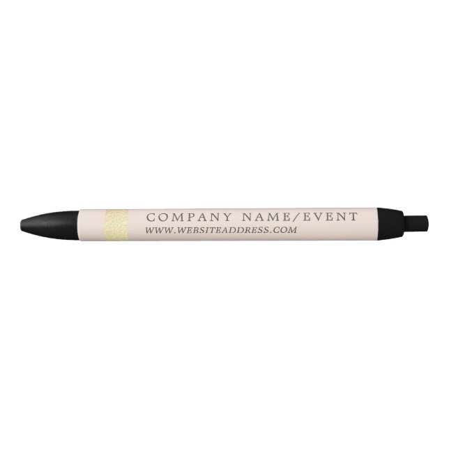 Blush Pink, Chic Gold Foil Stripe, Company/Event Black Ink Pen (Front)