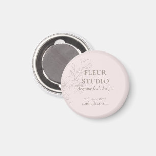 Blush Pink   Chic Minimalist Floral  Magnet