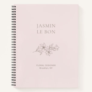 Blush Pink Chic Minimalist Floral Notebook