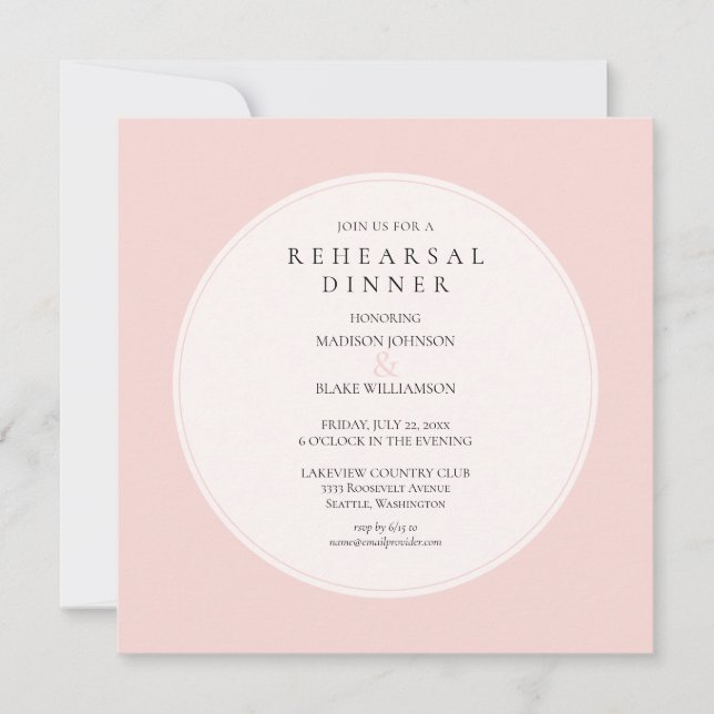 Blush Pink Chic Rehearsal Dinner Invitation (Front)