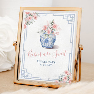 Blush Pink Chinoiserie Ginger Jar Babies are Sweet Poster