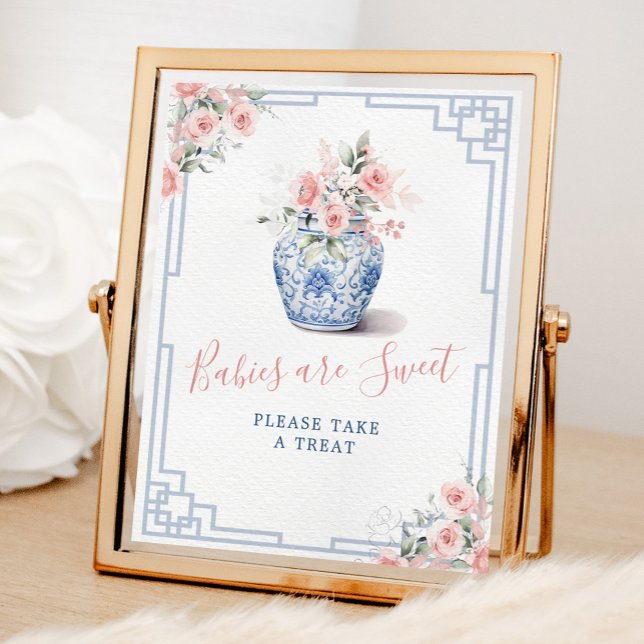 Blush Pink Chinoiserie Ginger Jar Babies are Sweet Poster (Creator Uploaded)