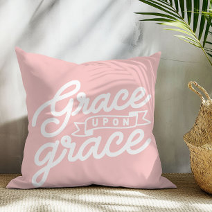 Blush Pink Christian Grace upon grace Throw Pillow