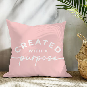 Blush pink Christian quote Throw Pillow