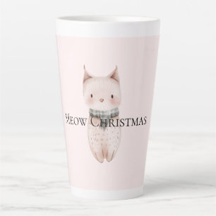 Blush Pink Christmas Cat Latte Mug
