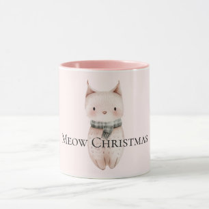 Blush Pink Christmas Cat Mug