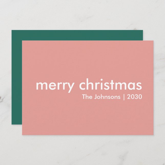 Blush Pink Christmas | Minimalist Clean Simple Holiday Card (Front/Back)