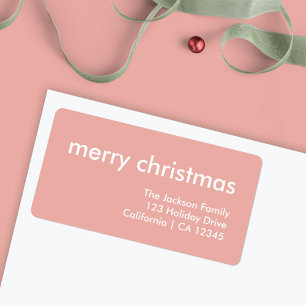 Blush Pink Christmas   Minimalist Return Address Label