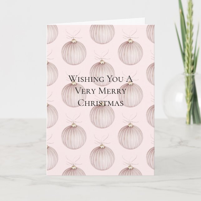 Blush Pink Christmas Ornament Card (Front)