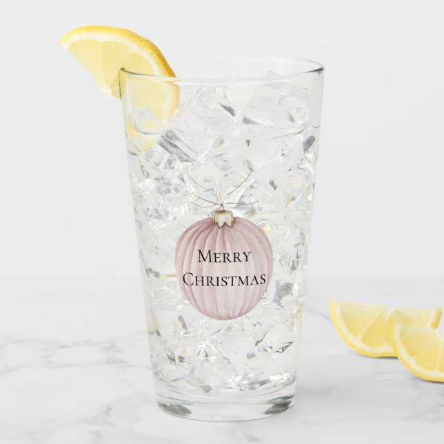 Blush Pink Christmas Ornament Coffee Mug Glass (Front Ice)