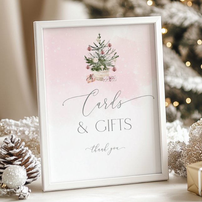 Blush pink christmas tree Cards and gifts Poster (Creator Uploaded)