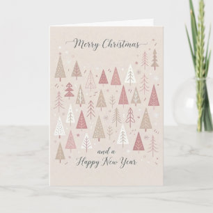 Blush Pink Christmas Tree New Year Card
