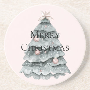 Blush Pink Christmas Tree Ornament Coaster