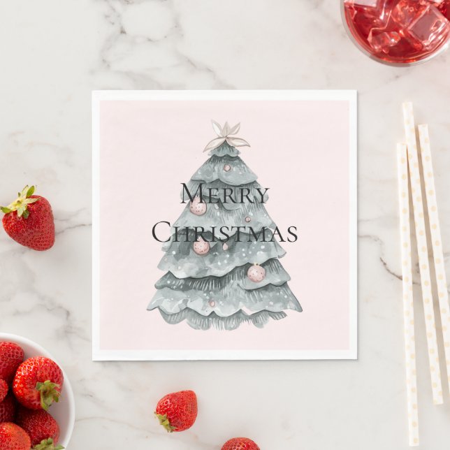 Blush Pink Christmas Tree Ornament Napkin (Insitu)